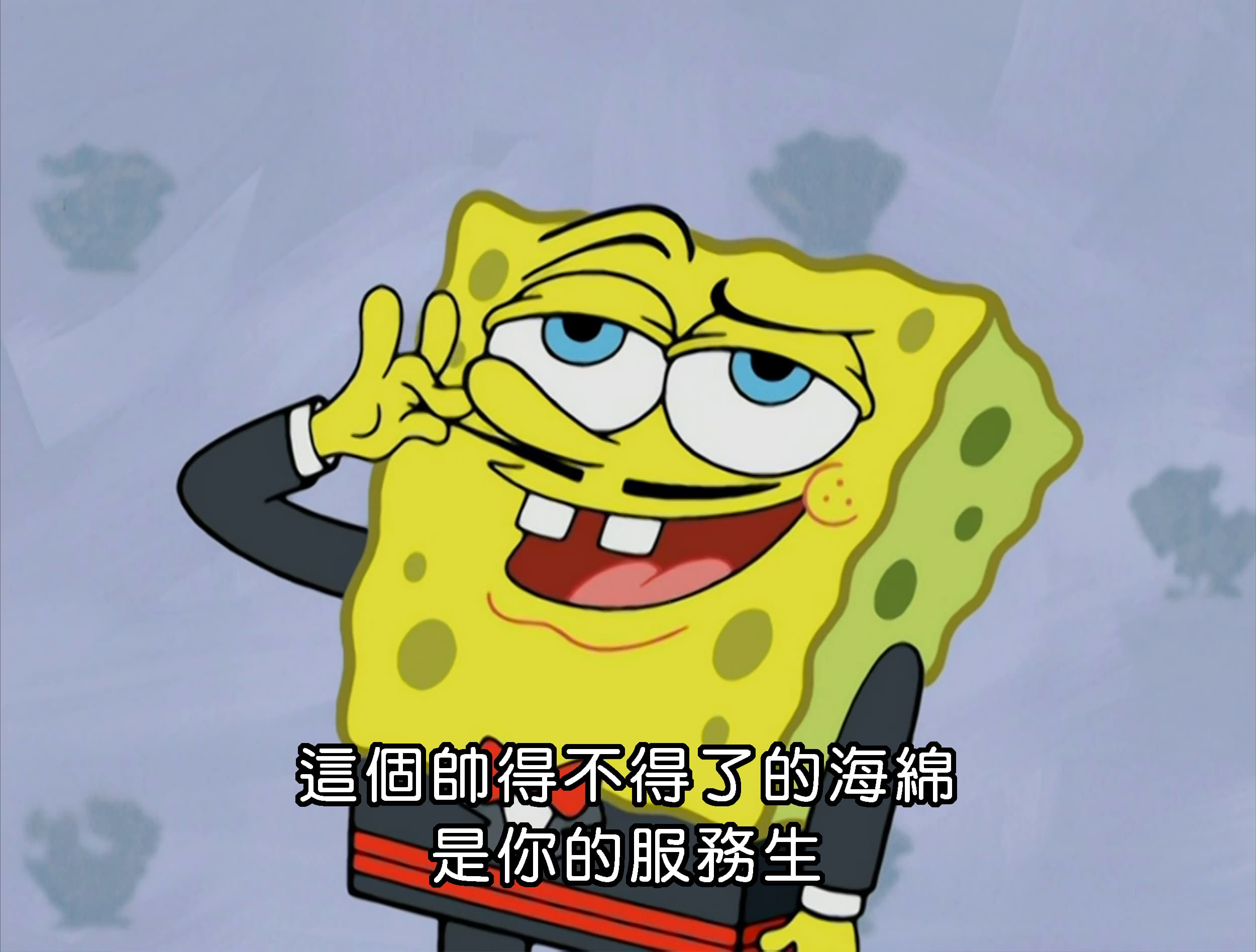 這個帥得不得了的海綿 是你的服務生